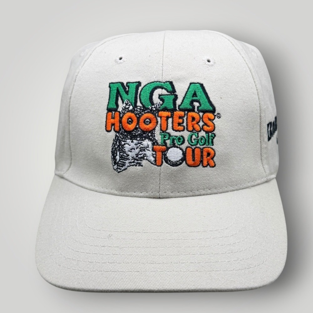 Bridgestone Golf NGA Hooters Pro Golf Tour Hat Mens Adjustable Cream Cotton Cap